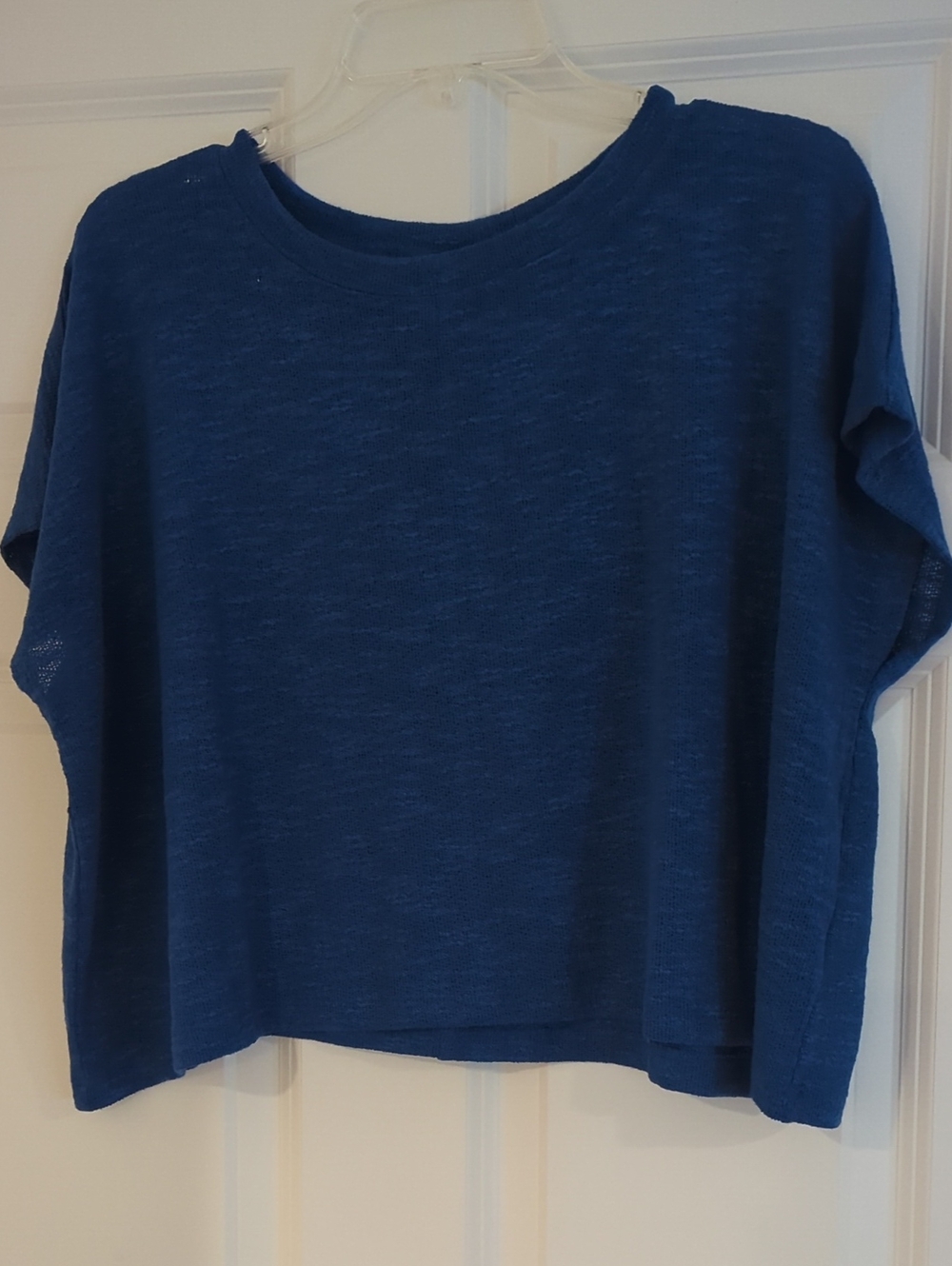 Zenana Outfitters Hacci Knit Slub Tee in BrightBlue